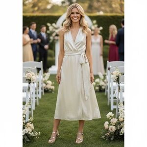 NWT‎ Lauren by Ralph Lauren Metallic Jersey Halter Dress Wedding Spring Summer